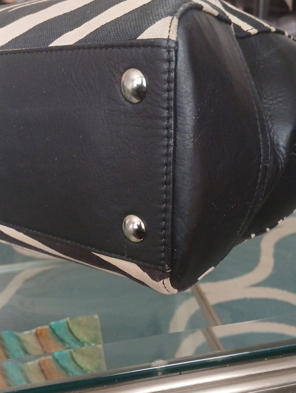 Coach Taylor Zebra-Print Carryall Canvas And Leather Tote - Picture 9 of 12